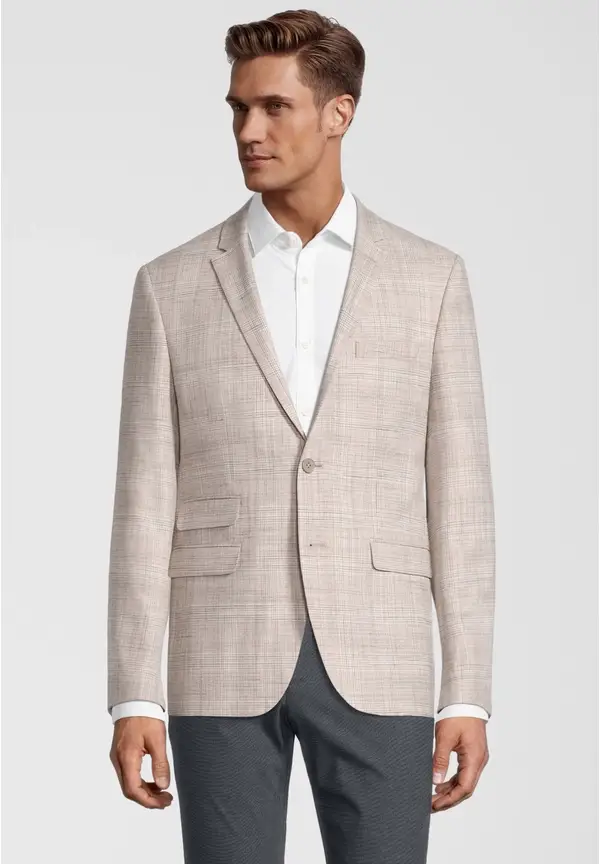 Steffen Klein Kariertes Sakko Slim Fit in beige Heißer Verkauf