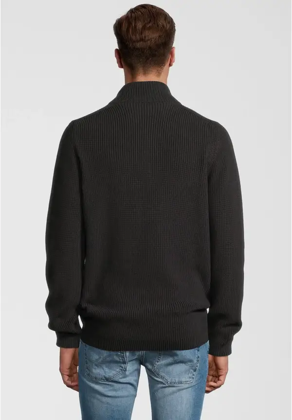 Steffen Klein Pullover Troyer Stehkragen Reißverschluss in Schwarz Tiefpreis