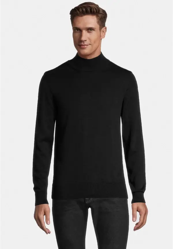 Steffen Klein Pullover Stehbund Baumwoll Mix in schwarz Super Sparpreis