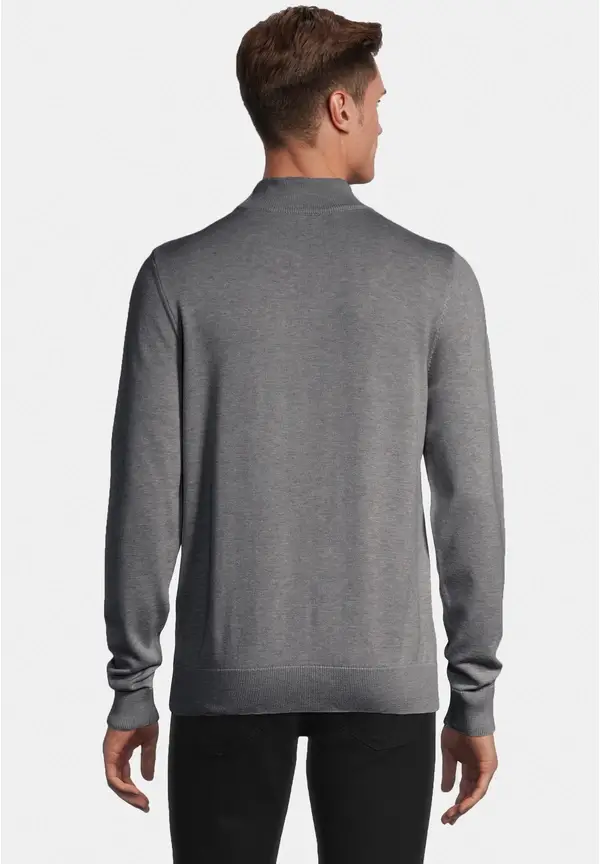 Steffen Klein Pullover Stehbund Baumwoll Mix in grau melange Wochenangebot