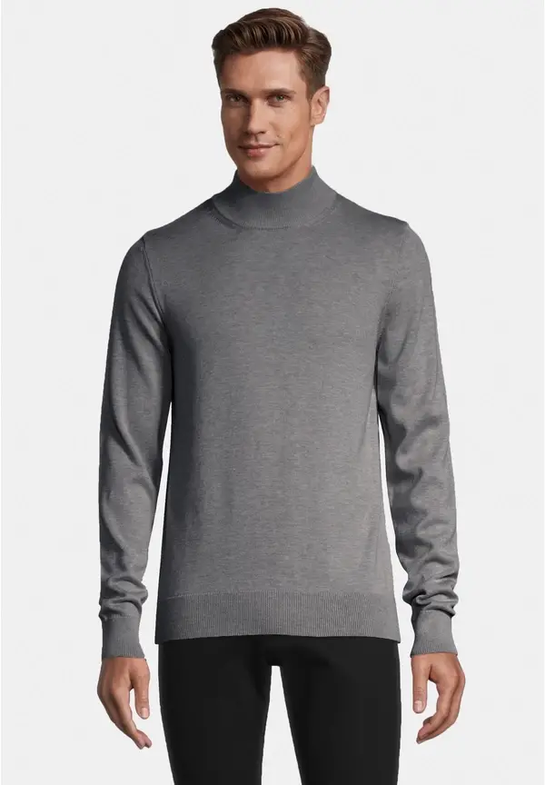 Steffen Klein Pullover Stehbund Baumwoll Mix in grau melange Wochenangebot