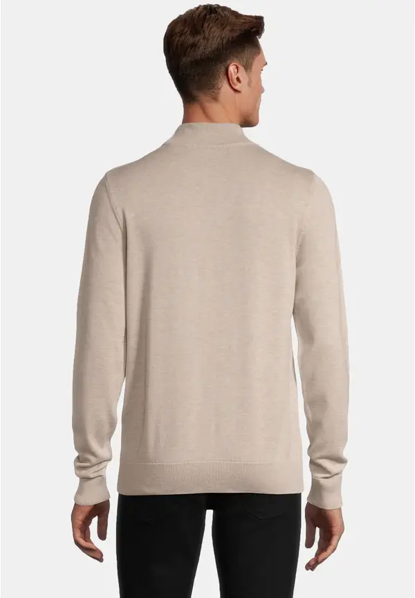 Steffen Klein Pullover Stehbund Baumwoll Mix in beige melange Kostenlose Rückgabe