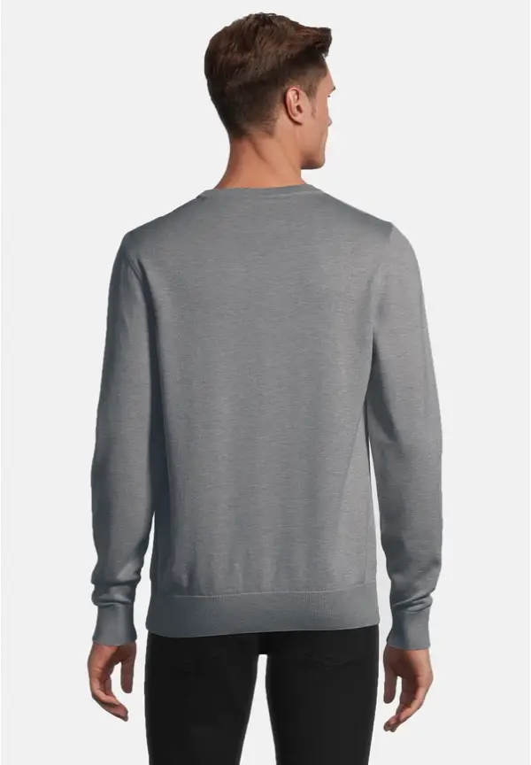 Steffen Klein Pullover Rundhals Baumwoll Mix in grau melange Begrenzte Freigabe