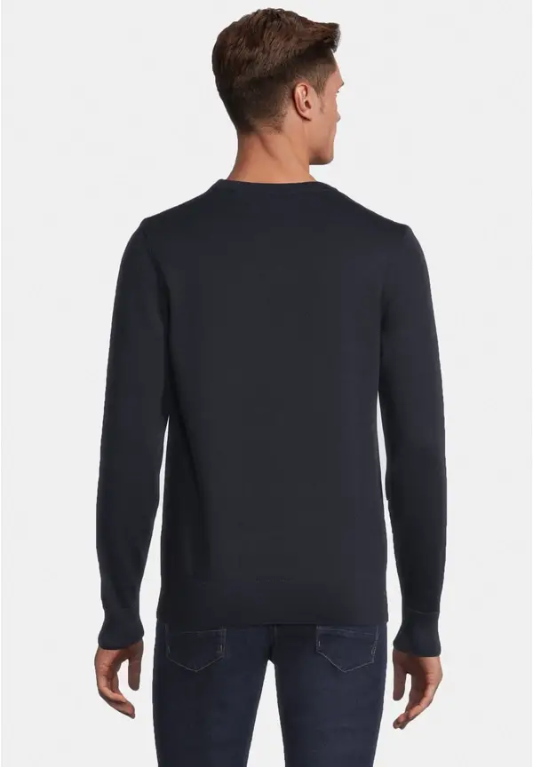 Steffen Klein Pullover Rundhals Baumwoll Mix in Marine Letzte 3 Tage