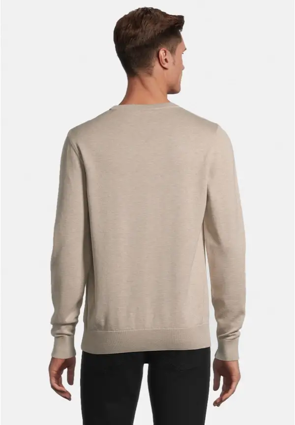 Steffen Klein Pullover Rundhals Baumwoll Mix in beige melange JETZT KAUFEN