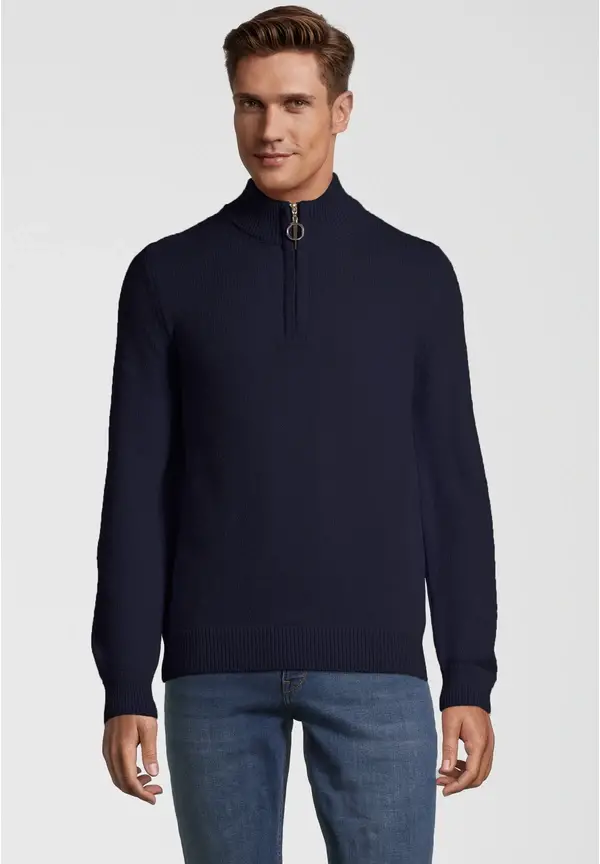 Steffen Klein Pullover Troyer Soft Touch in Marine Neueste Stile