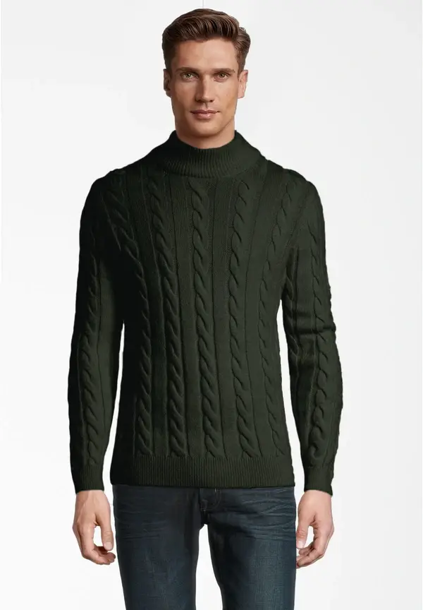 Steffen Klein Pullover Zopfmuster Soft Touch in khaki Bis zu 65% Rabatt