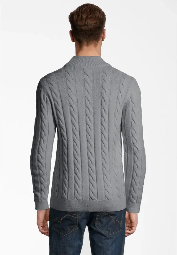 Steffen Klein Pullover Zopfmuster Soft Touch in grau Sonderangebot der Fabrik