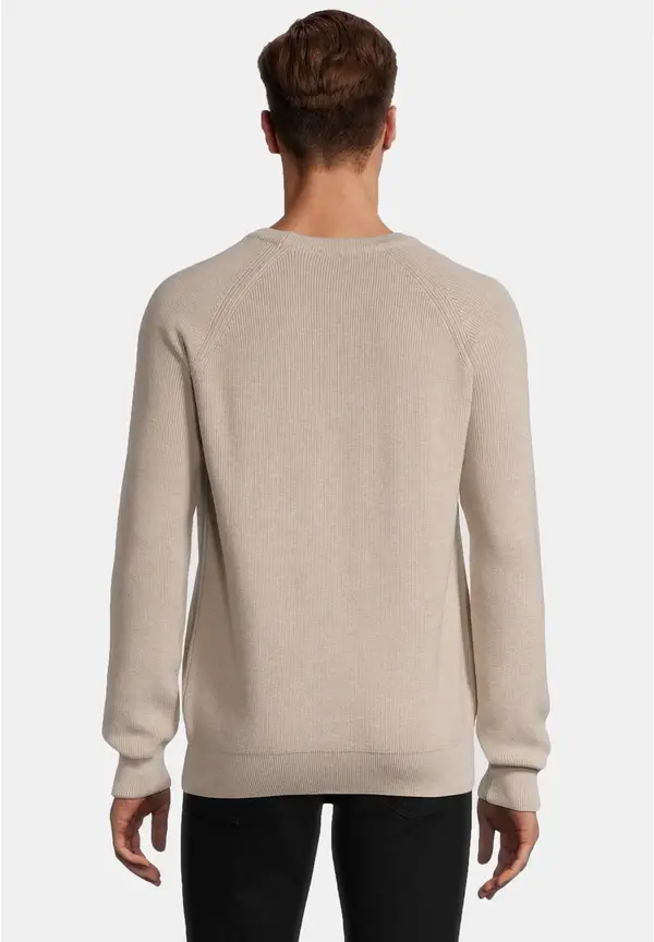 Steffen Klein Pullover Raglan Baumwoll Mix in beige melange Vierteljährliche Förderung