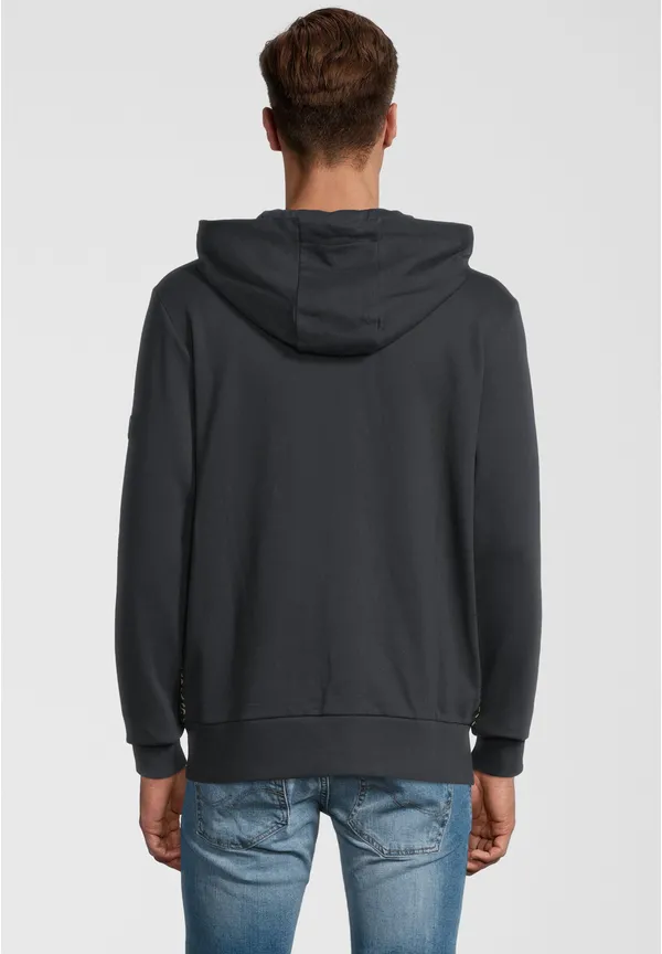 Steffen Klein Sweatjacke mit Zipper und Logo-Band in Schwarz im Angebot