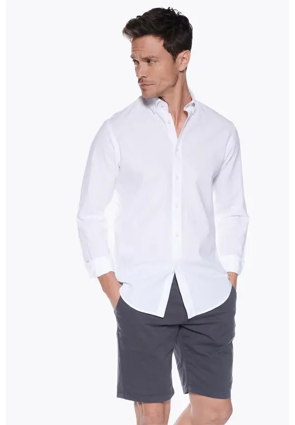 Steffen Klein Leinen-Hemd Slim Fit in Weiss Blitzverkäufe