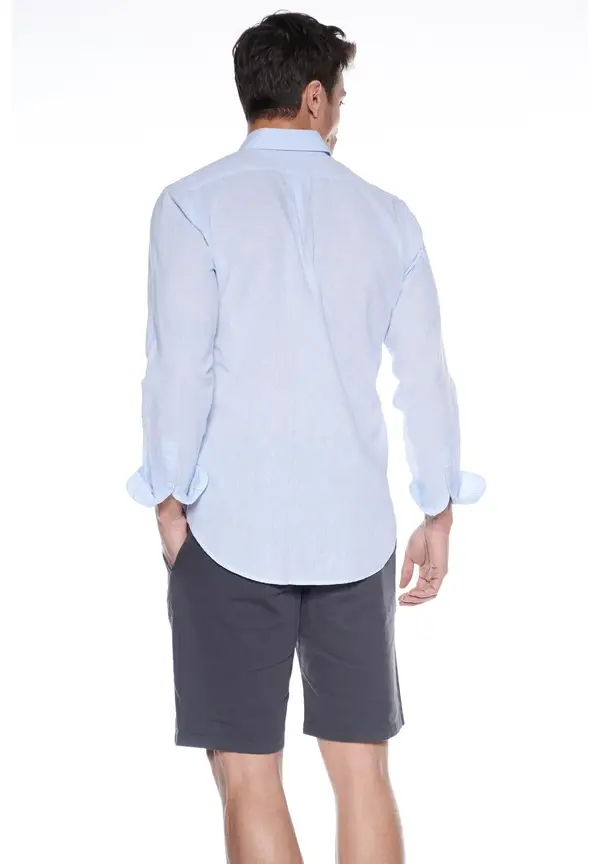 Steffen Klein Leinen-Hemd Slim Fit in Blau Kostenloser Versand