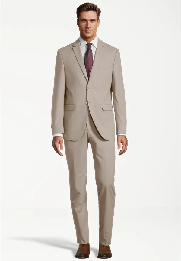Steffen Klein Designer Anzug Slim Fit in Beige Räumungsverkauf