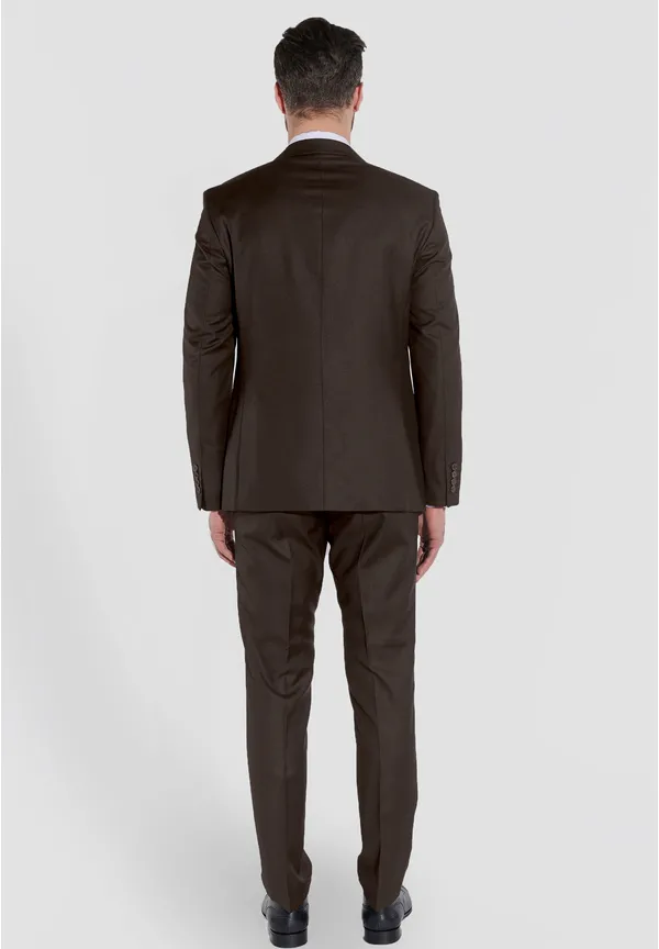 Steffen Klein Designer Anzug Slim Fit in Braun Tägliche Deals