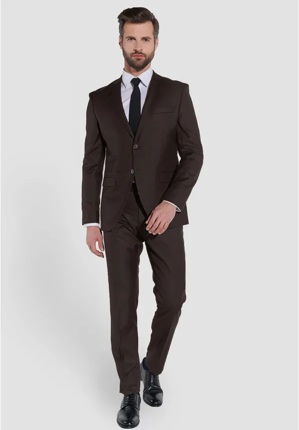 Steffen Klein Designer Anzug Slim Fit in Braun Tägliche Deals