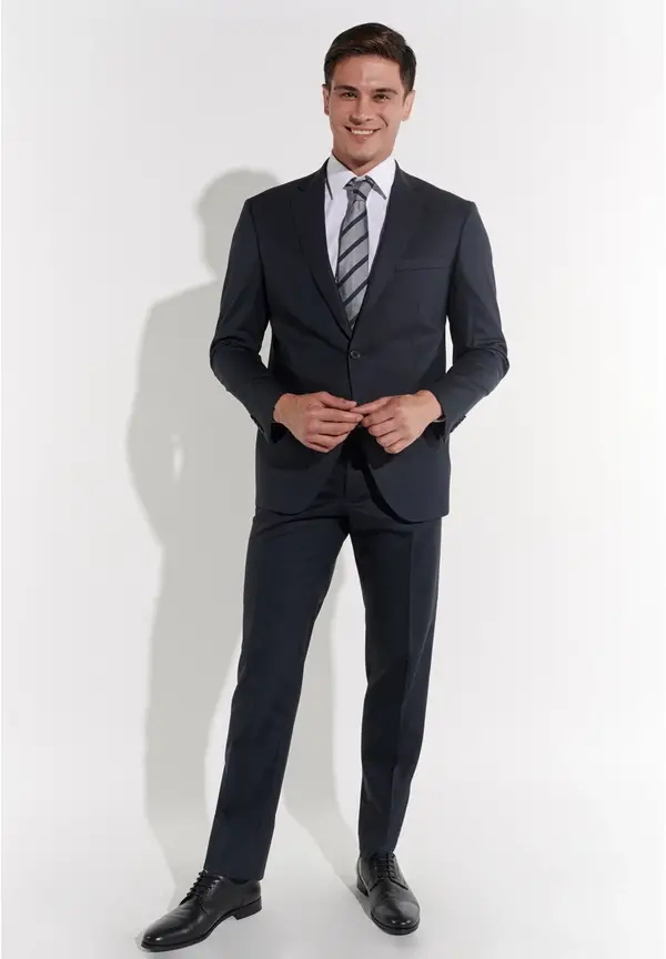 Steffen Klein Anzug Regular Fit elastisch in Navy Tiefpreis