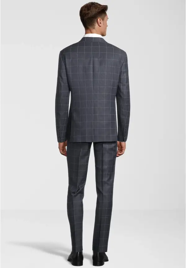 Steffen Klein 2-Teiliger Slim Fit Business Anzug Kariert 2-Knopf Sakko in blau kariert Outlet