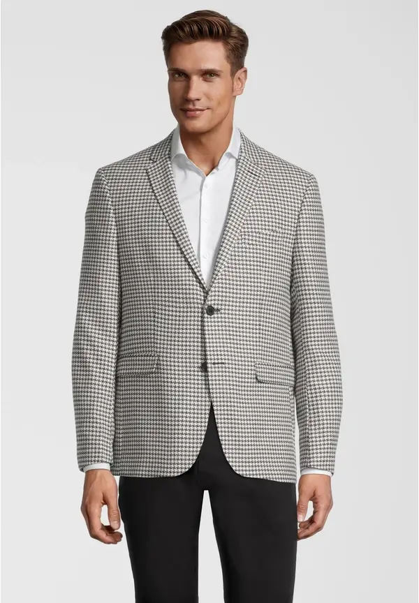 Steffen Klein Herren Sakko Hahnentritt in schwarz / creme im Angebot
