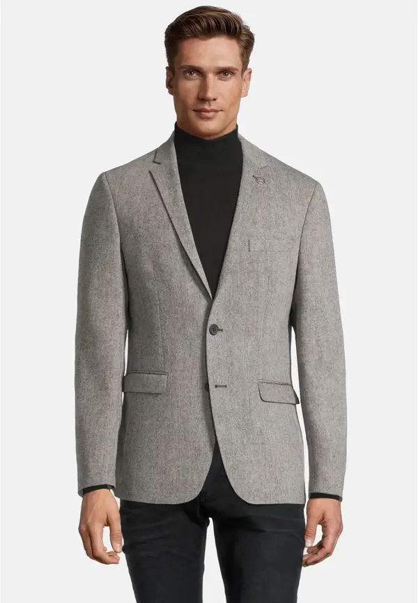 Steffen Klein Sakko Wolle Tweed in grau Günstiger Verkauf