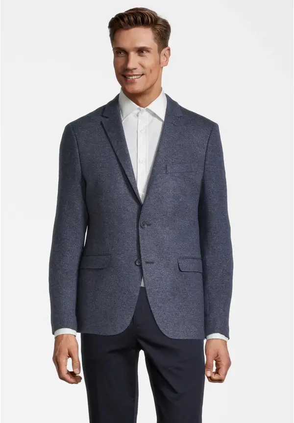 Steffen Klein Jersey Sakko Wolle Melange in blau melange Fabrik Onlineshop
