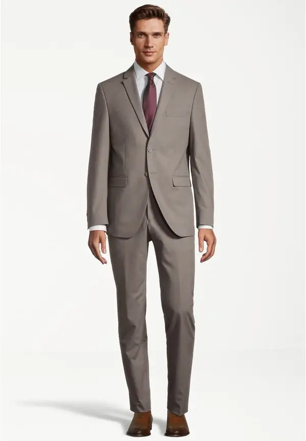 Steffen Klein Designer Anzug Slim Fit in Taupe melange Flash Sale