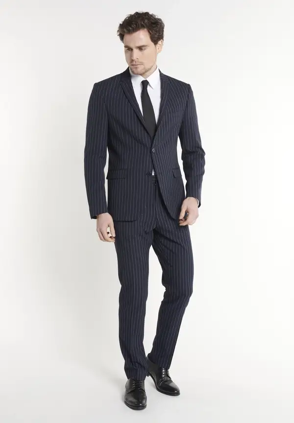 Steffen Klein Anzug Slim Fit Nadelstreifen in Marine Online Shopping