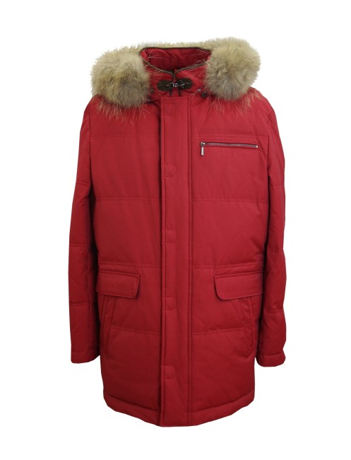 Steinbock Cotton-Mix Daunen-Parka mit Kapuze und Echtpelz Saisonschlussverkauf