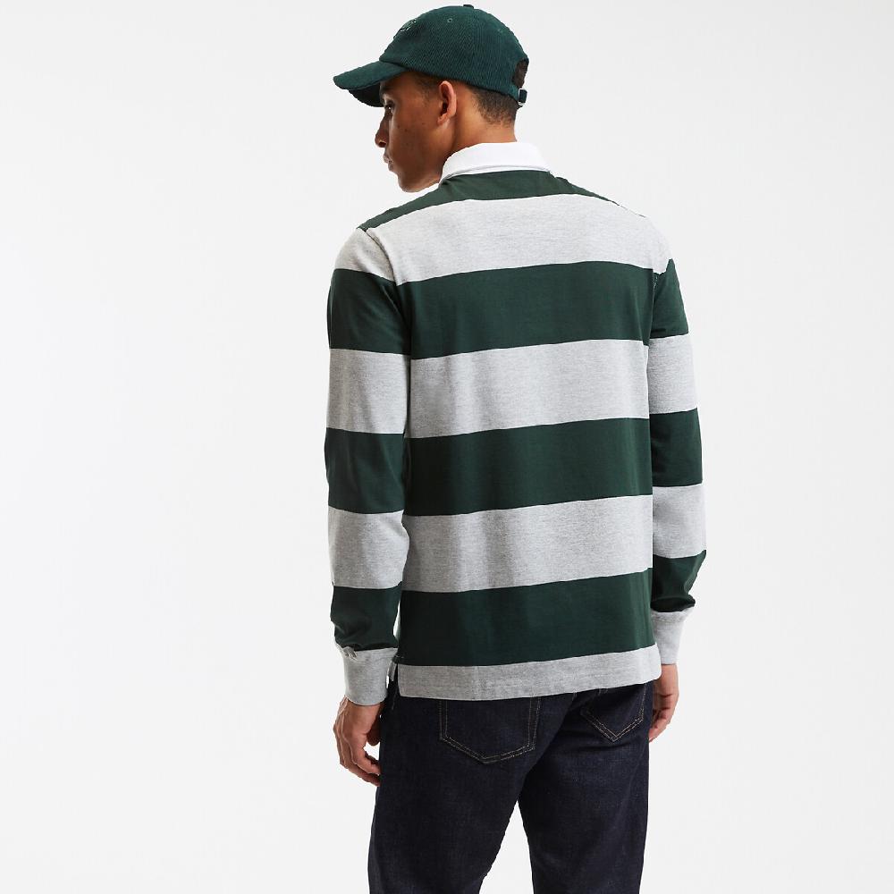 laredoute Gestreiftes Poloshirt lange Ärmel grau grün gestreift LA REDOUTE COLLECTIONS Saisonschlussverkauf