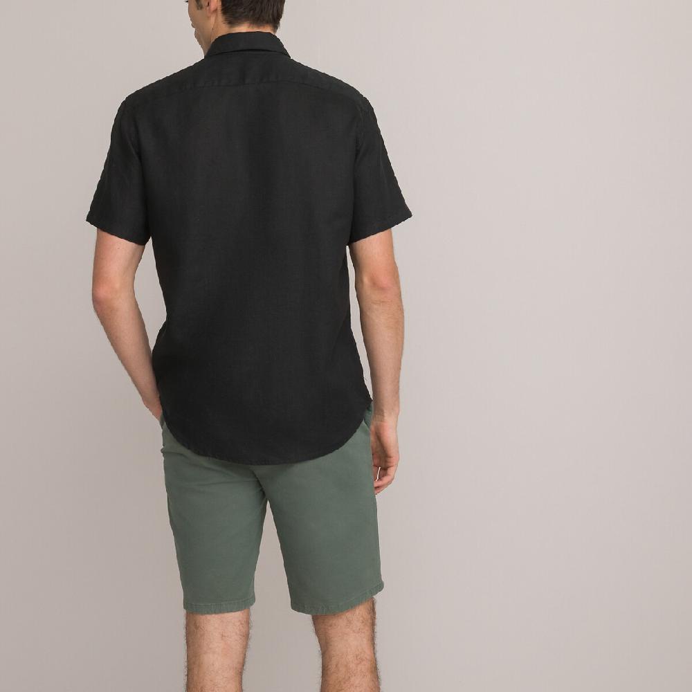 laredoute Kurzärmeliges Leinenhemd Regular-Fit schwarz LA REDOUTE COLLECTIONS Valentinstagsangebot