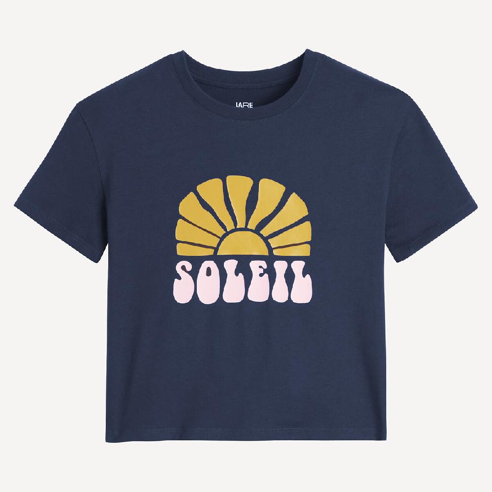 laredoute T-Shirt mit rundem Ausschnitt & Sonnen-Print marine LA REDOUTE COLLECTIONS Blitzangebot
