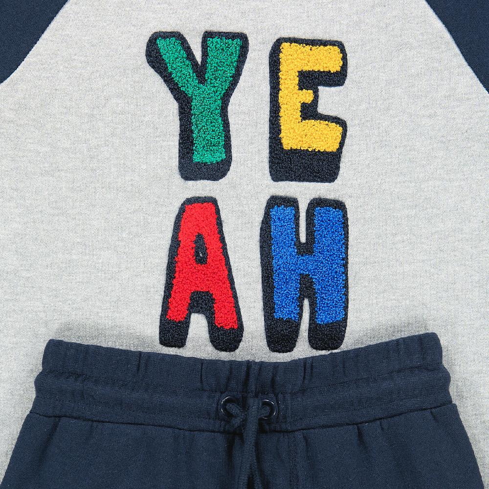 laredoute Pyjama aus Sweatware mit gestickter Frotteeschrift blau/grau LA REDOUTE COLLECTIONS Sonderangebote