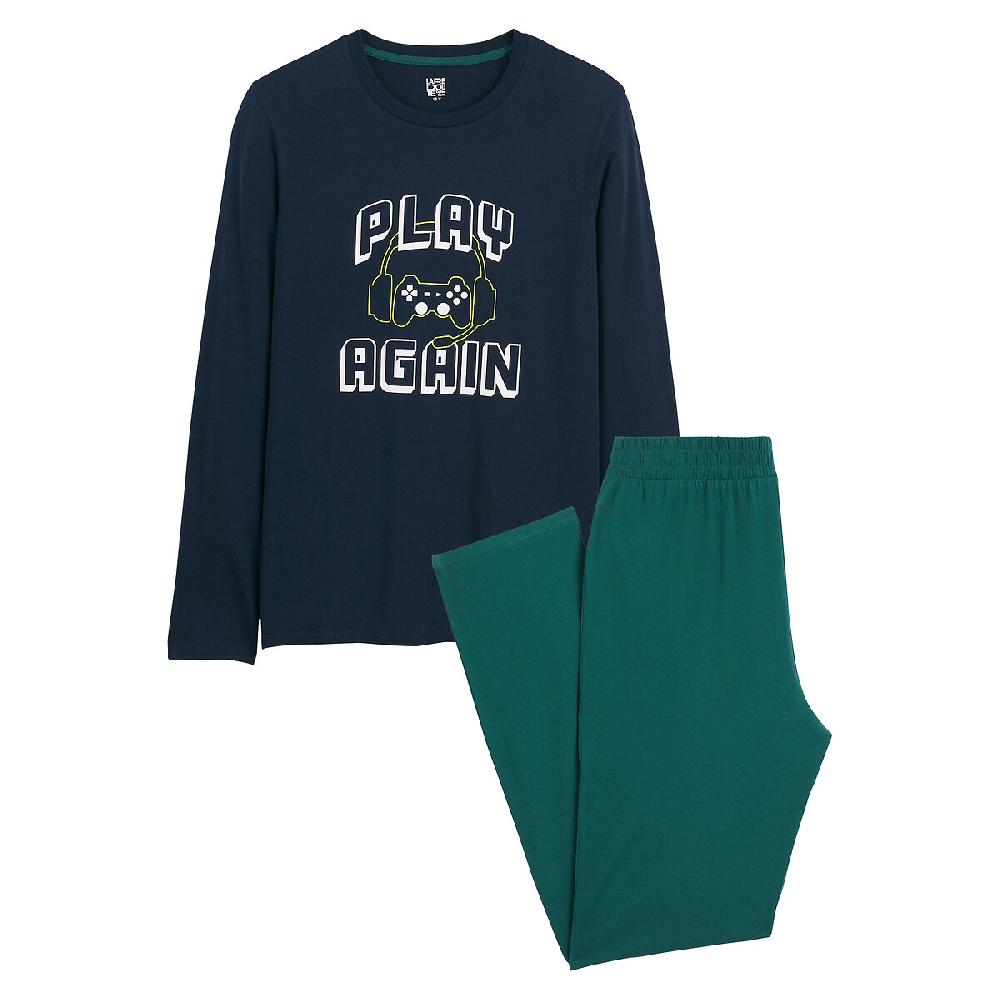 laredoute Pyjama aus Jersey mit Gaming-Aufdruck marine/grün LA REDOUTE COLLECTIONS Bis zu 55% Rabatt
