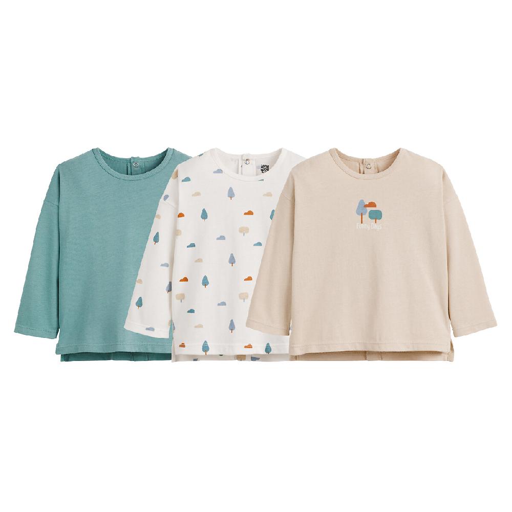 laredoute 3er-Pack Langarm-Shirts blau/beige LA REDOUTE COLLECTIONS Discount Store für neue Produkte