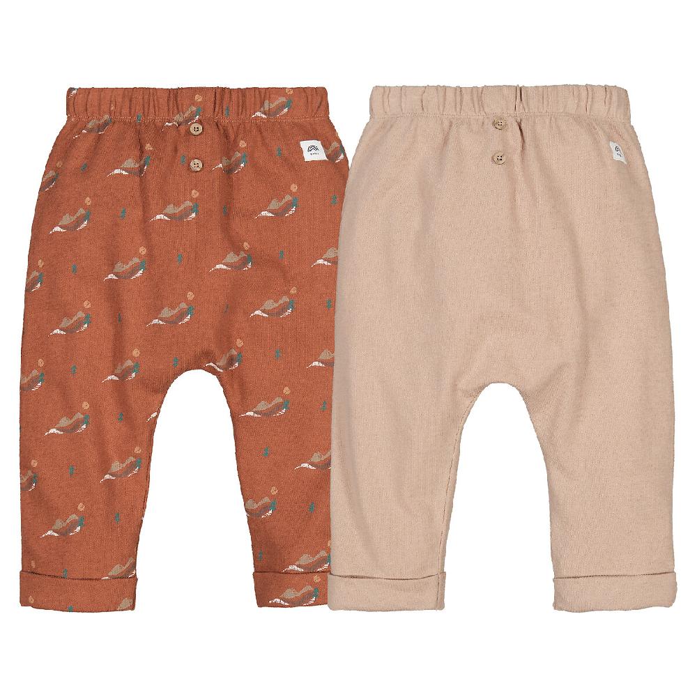 laredoute 2er-Pack Pluderhosen gemusterter Jersey braun / beige LA REDOUTE COLLECTIONS Begrenzt auf 3 Tage