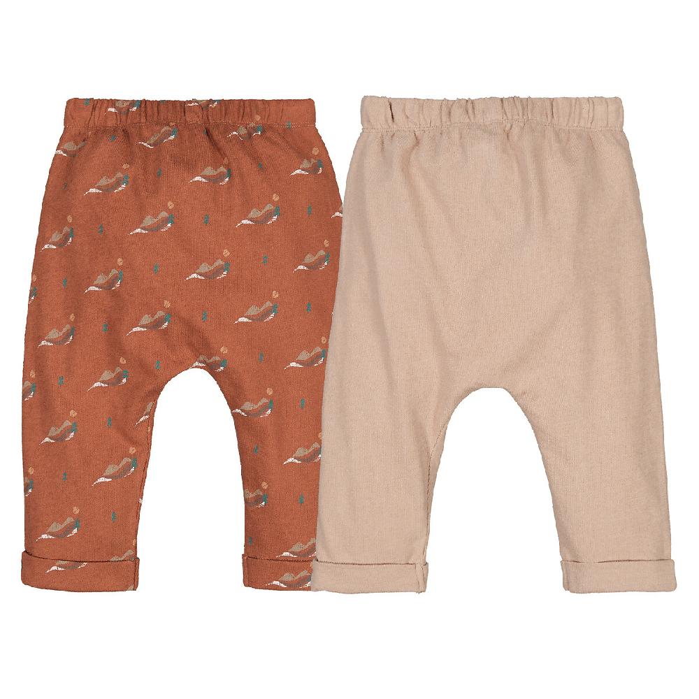 laredoute 2er-Pack Pluderhosen gemusterter Jersey braun / beige LA REDOUTE COLLECTIONS Begrenzt auf 3 Tage